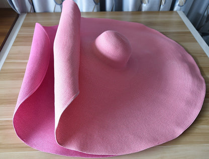 Big Beach Sun Straw Hat 30 40cm Brim 80 100cm Diameter Women Round Protect Travel Holiday Caps Foldable Super Large Straw Hat
