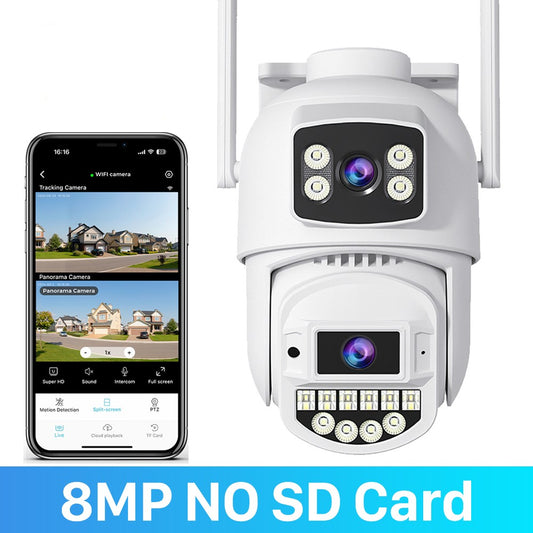10MP 5K Wifi IP Camera Outdoor 2.4GHZ 5GHZ PTZ Surveillance Camera Dual Lens Dual Screens Email Alert 4K Security Protection