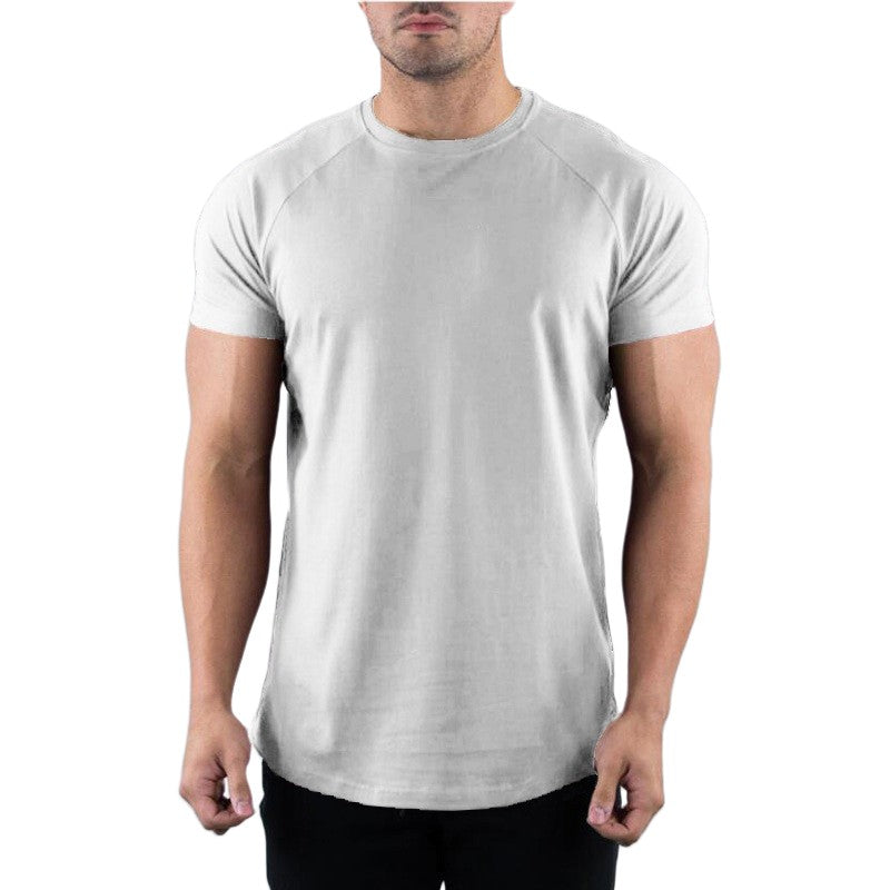 Cotton Gym T-shirt Men Summer Fitness Clothing O-Neck Short Sleeve T shirt Slim Fit Tshirt Bodybuilding Workout Tees Tops
