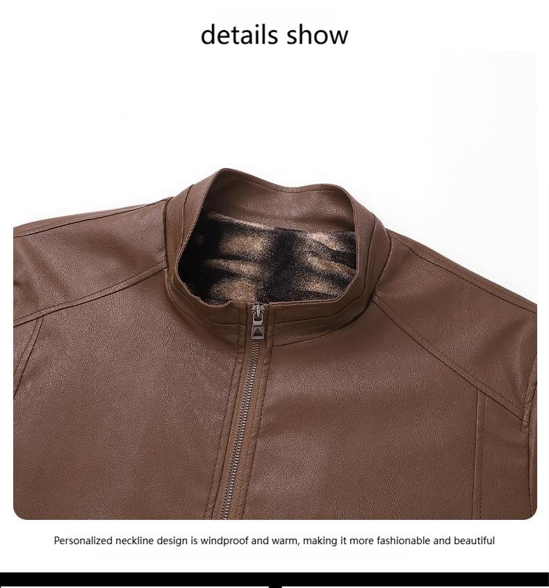 Autumn Thin Velvet Leather Jacket Men 2025 New  Coat Men's Top Windproof Leisure Mens Streetwear Zipper Retro Moto Biker jackets