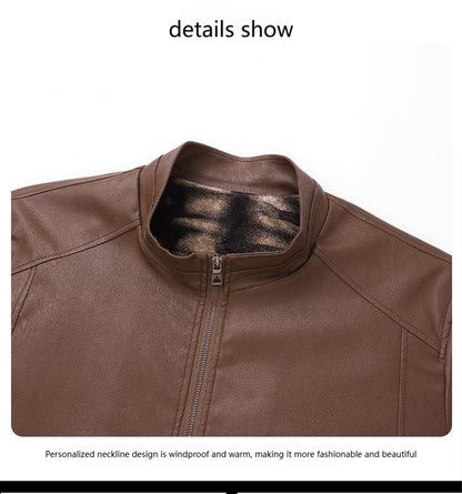 Autumn Thin Velvet Leather Jacket Men 2025 New  Coat Men's Top Windproof Leisure Mens Streetwear Zipper Retro Moto Biker jackets