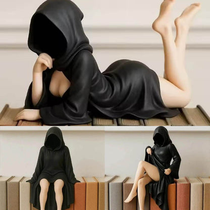 Gothic Woman Statue Masked Women Halloween Decorations Desktop Ornament Mysterious Lady Sculpture For Office Bedroom Home Decor
