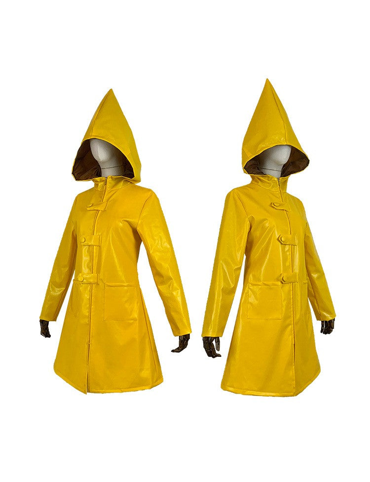 Little Nightmares Six Cosplay Costume Little Nightmare Yellow Raincoat PU Leather Cloak for Adults Children Halloween Costumes