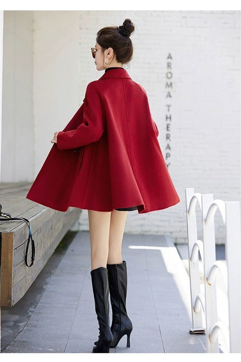 High Quality Woolen Coat Women 2025 Autumn Winter New Cloak Long Wool Jacket Chinese Retro Buckle Ladies Overwear Korean Outcoat