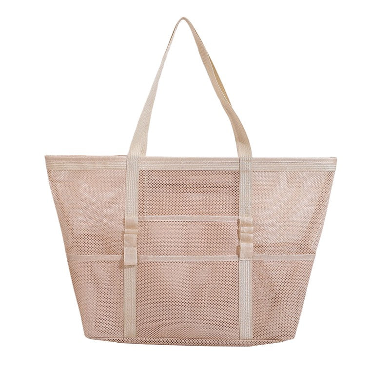 Multipocket Summer Large Beach Bag For Towels Mesh Durable Beach Bag For Toys Waterproof Underwear Pocket Beach Tote Bag