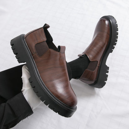 High Quality Thick Soled Leather Shoes Male Trend Men’s Dress Shoes Formal Leather Platform Loafers Shoes For Man