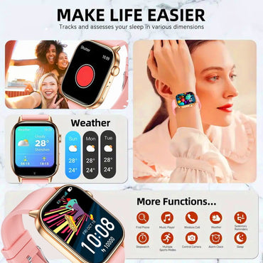 Smartwatch de Música Feminino 2025 Novo com Tela AMOLED HD de 2.01'' Moda, GPS de 6 Estrelas Embutido, Rastreador Impermeável e Chamada, Braceletes