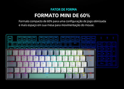 Teclado Mecânico Mini Machenike K500-B61 60% Layout ABNT2 Retroiluminação RGB Hot-swappable NKRO Com Fio Para Jogos Gamer PC