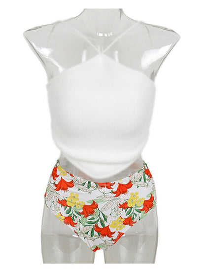 New Korean Sle Women's Bikini Sexy Bal Small Chest e Split Faionable Cross-Border Hot Spring Swimming Suit