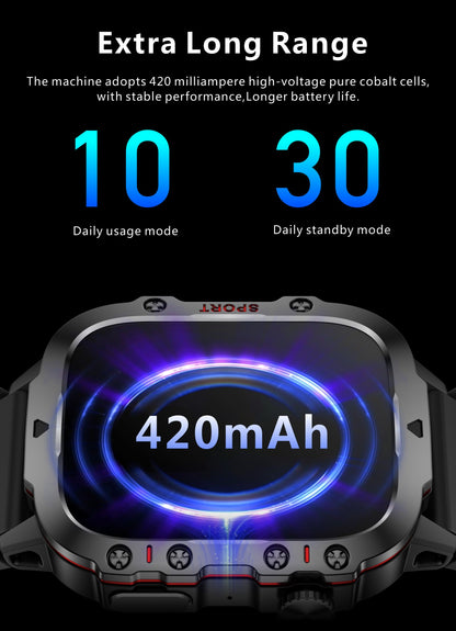 LIGE Outdoor Smart Watch Men 2.01" Screen 3AT Waterproof Watches Bluetooth Call Ai Voice Sport Smartwatch For Android Xiaomi IOS