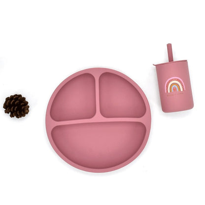 9Colors Baby Plate Set Food Grade Silicone Dishes BPA-Free Tableware Kids Feeding Bowls Kids Learning Dishes Tray Dropshiping