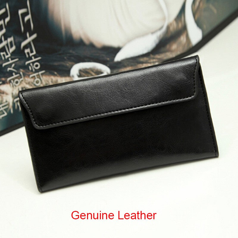 Women Leather Slim Clutch Bag Long Wallet Female Handbag Luxury Genuine Leather Wallets Coin Purses Ladies Card Holder Bolsos
