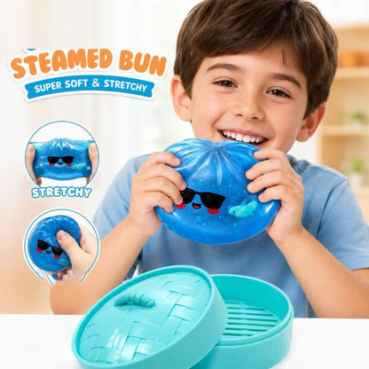Glitter Shark Dumplings Squishy Toy Soft Slow Resilience Mini Buns Fidget with Steamer Steamed Stuffed Bun Pinch Le