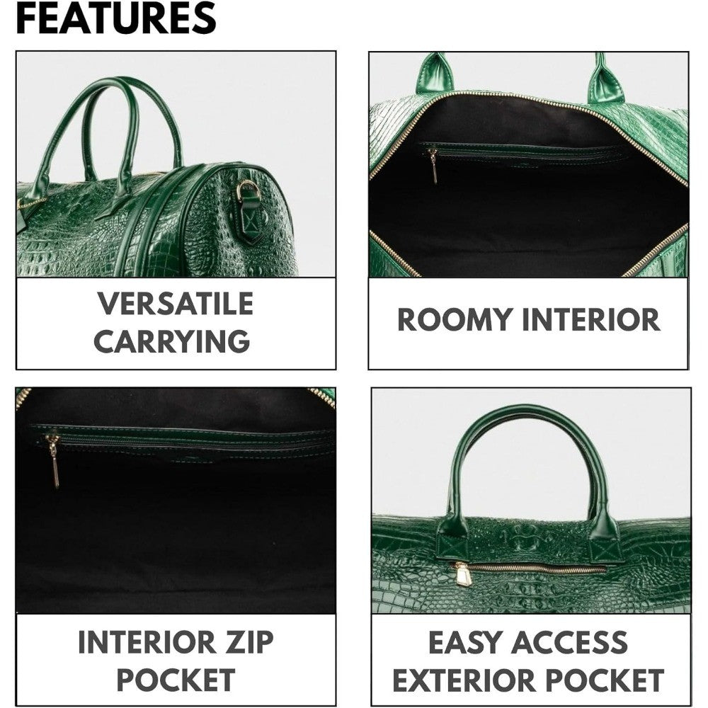 Vegan Leather Duffle Bag TSA-Approved Carry-On for Travel, Weekend, Gym, Unisex Use, Gold Hardware, Ideal for Men and Women