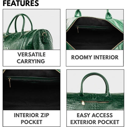 Vegan Leather Duffle Bag TSA-Approved Carry-On for Travel, Weekend, Gym, Unisex Use, Gold Hardware, Ideal for Men and Women