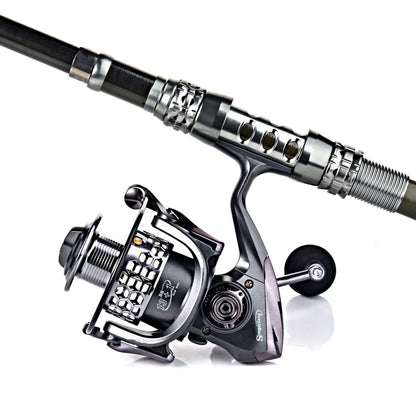 Sougayilang 1.8-3.3m Carbon Fiber Spinning Fishing Rod and 13+1BB Fishing Reel Combo Telescopic Fishing Pole Spinning Reel Kit