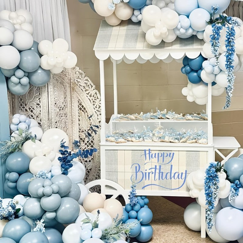 A Set of 32 Light Blue Balloons 10-inch Sand White Light Blue and White Balloons for Wedding Celebrations Gender Reveal Party