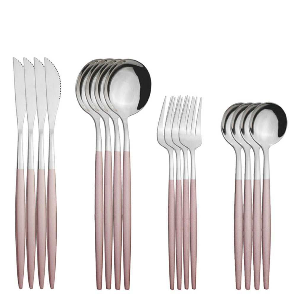 Conjunto de 16 talheres de aço inoxidável Verde Menta, facas, garfos, colheres de sobremesa para casa, jogo de talheres para cozinha