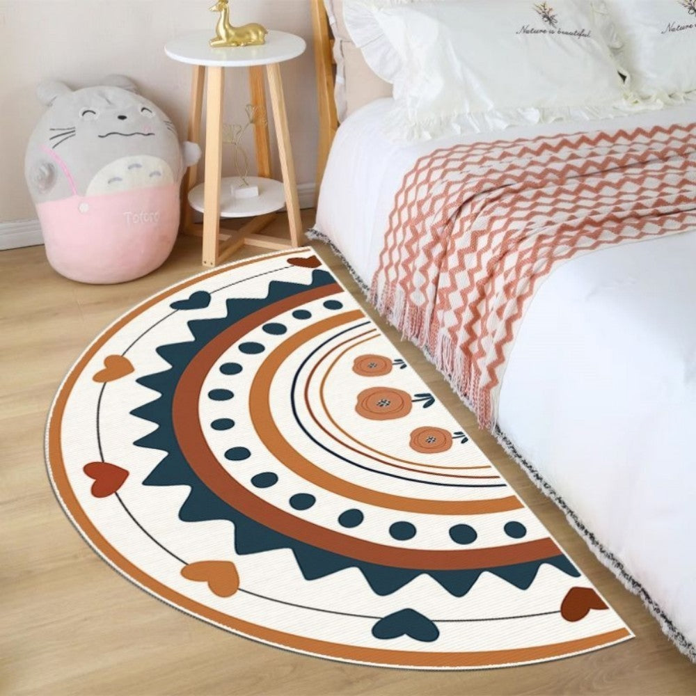 VIKAMA Rainbow Semi-Circular Carpet Non-Slip Noise Reduction Bedroom Bedside Rugs Entryway Door Mat Home Decoration