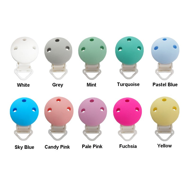 Chenkai 10PCS Round Bear Star Silicone Teether Clip DIY Baby Pacifier Dummy Chain Holder Soother Nursing Jewelry Toy Clips