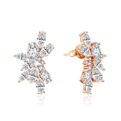 MINTYBOX Synthetic Moissanite Cluster Stud Earrings Solid 925 Sliver 18k Gold Plated for Women Wedding Engagement Luxury Jewelry