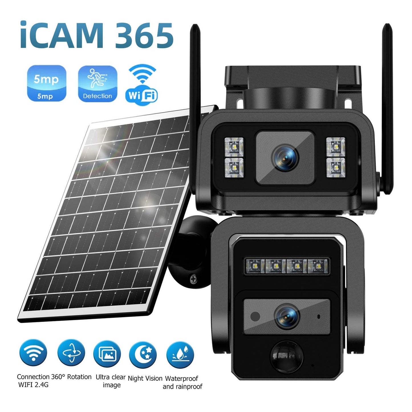 Câmera Solar de Lente Dupla Câmera de Segurança WIFI para Exterior Painel Solar com Bateria Câmeras IP PTZ de segurança CCTV