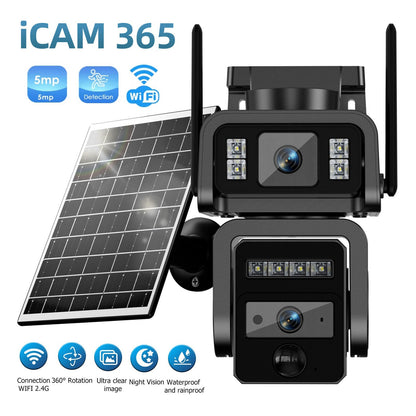 Câmera Solar de Lente Dupla Câmera de Segurança WIFI para Exterior Painel Solar com Bateria Câmeras IP PTZ de segurança CCTV