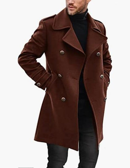 Trench Coat Men Classic Double Breasted Long Coat Mens Clothing Long Jackets Coats British Style Overcoat S-4XL Size