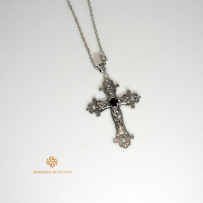 Colar com Pingente de Cruz de Cristal Estilo Punk Gótico Colar de Clavícula Joias Estéticas Presentes para Festa Masculino Feminino
