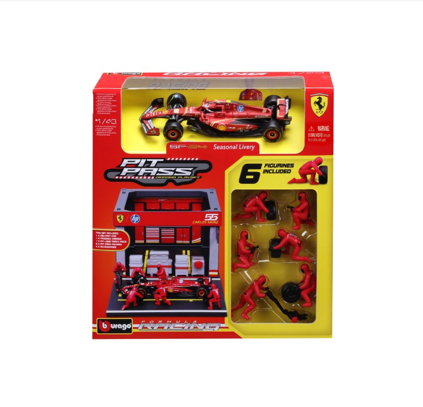 Bburago 1:43 2024 F1 Mclaren MCL38 Casa de Box DIY Modelo em Miniatura de Carro de Liga Fundida Ferrari SF24/Benz W15/Red Bull RB20 Brinquedos Infantis