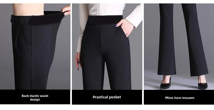 Spring Autumn New Bootcut Pants Women's Slimming Versatile Korean Style Loose-fit Fashionable Trousers Drop Leg Bell Pants Women