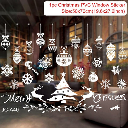 2025 Merry Christmas Wall Sticker Window Glass Merry Christmas Decor for Home Living Room Wall Decor 2026 Happy New Year Sticker