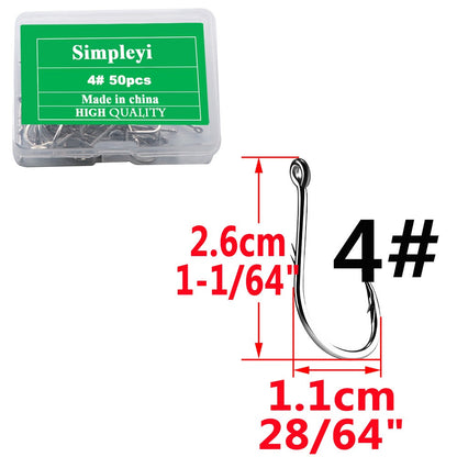 50pcs/Box Barbed High Carbon Steel Fishing Hooks Sea Worm Carp Single Circle Hook Set Fly Fishing Accessories Tackle  Fishhook