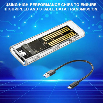M.2 NGFF SATA Tipo C 3.1 Caixa de Disco Rígido 10Gbps Case SSD Externo Transparente Adaptador SSD Externo para 2230 2242 2260 2280