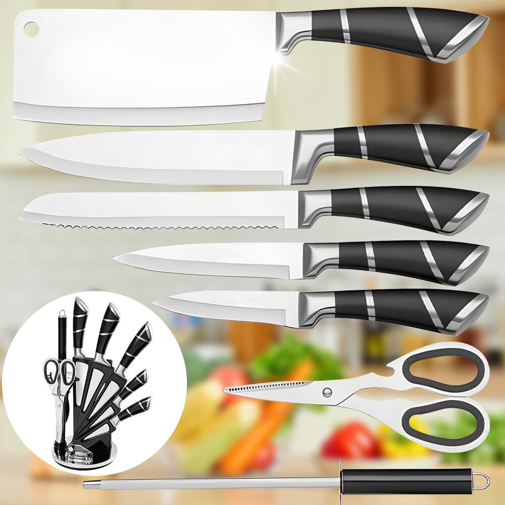 Conjunto de Facas de Cozinha de Aço Inoxidável ZENG Afiadas Revestidas Antiaderentes Facas de Chef com Amolador para Cortar Fatiar Picar e Trocear