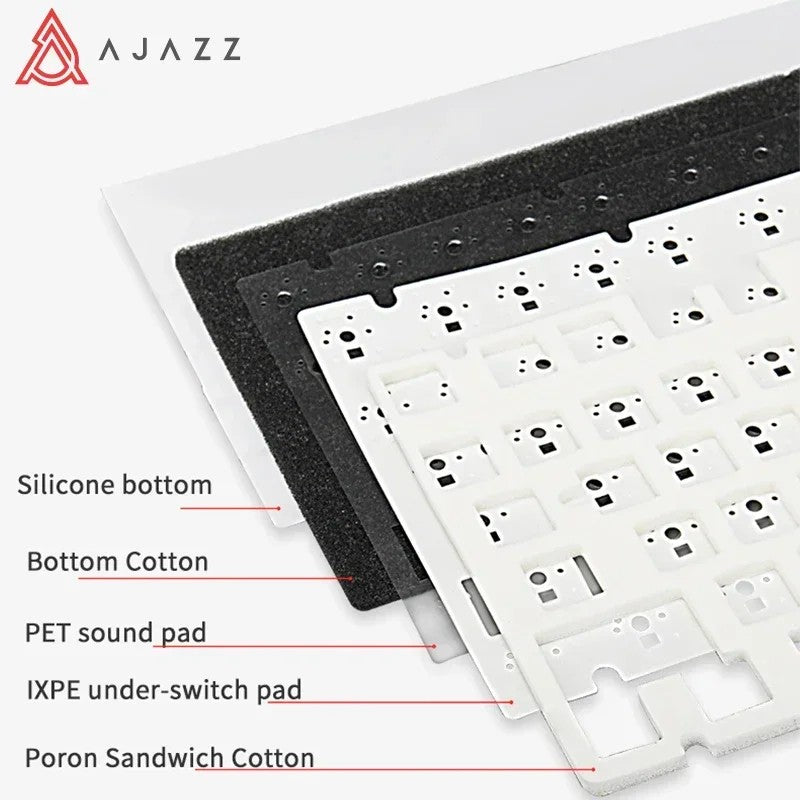 Teclado Mecânico Ajazz Ak820 USB com Fio 75% Luz Branca Gasket Teclas Hot Swap Completas Teclado Gamer Esports Personalizado para PC Notebook