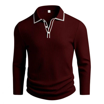 Spring And Autumn New Men's Striped Long Sleeve Polo Shirt Slim Fit Collar Multi Color Business And Leisure Versatile Men's Top