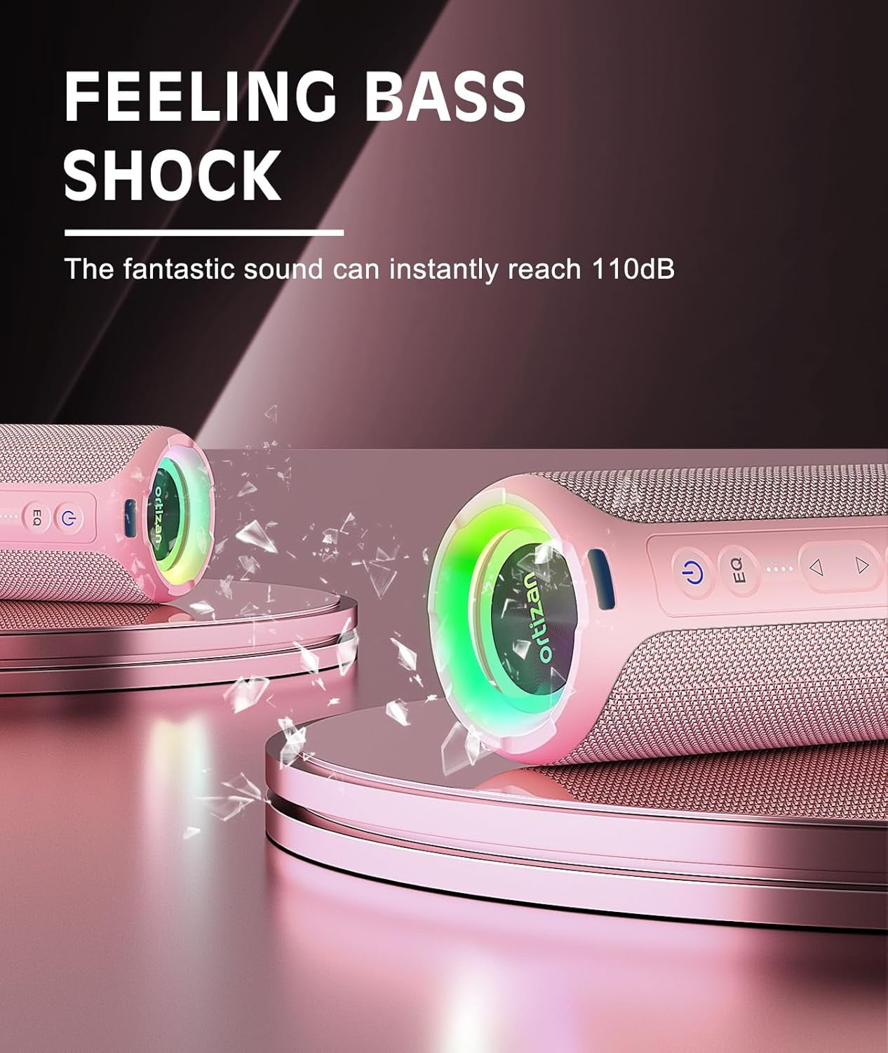 Ortizan X8 Pro, Caixa de Som Portátil Bluetooth à Prova D'Água, Luzes RGB, Qualidade de Som Premium