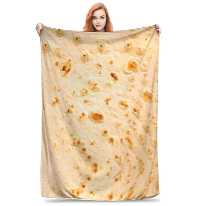 Funny Food Round Burritos Tortilla Plush Blanket Soft Throws for Couch Chair Sofa Bed Flannel Bedding Quality