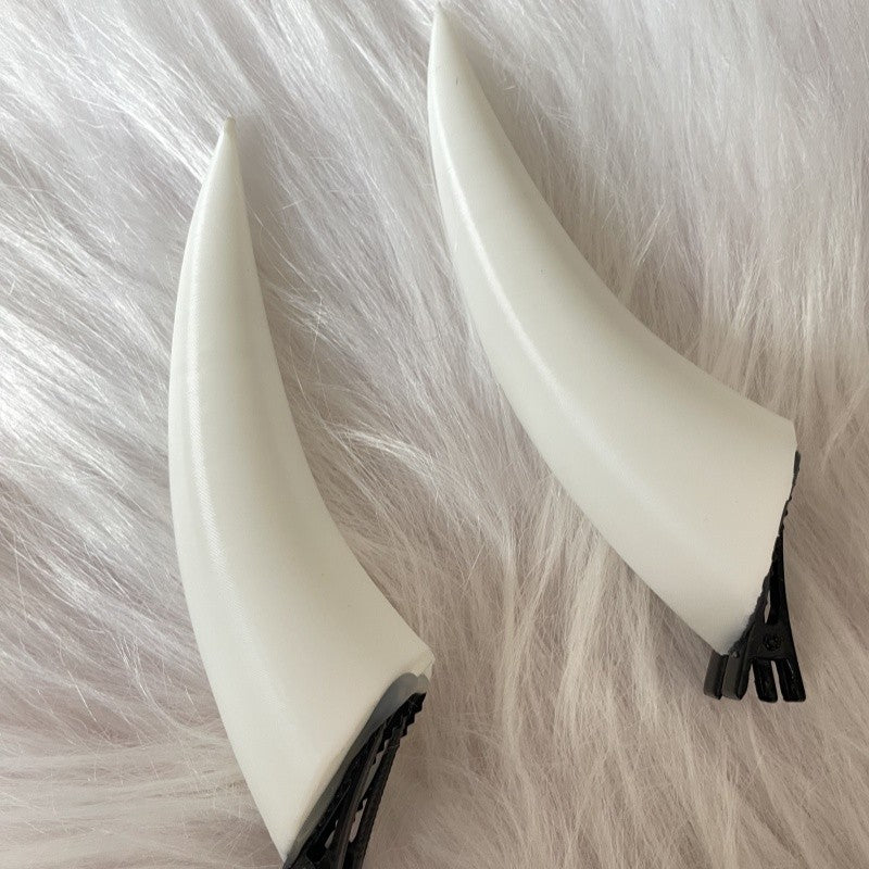 10/14/18cm Halloween Hair Clip White Punk Demon Horn Hairpin Gothic Party Cosplay Costume Pin Hairpins Costume Horn Accessories