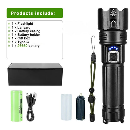 10000mAh High Power Led Flashlight 5000M Long Range Torch Rechargeable Ultra Powerful Outdoor Tactical Hand Lamp Camping Lantern