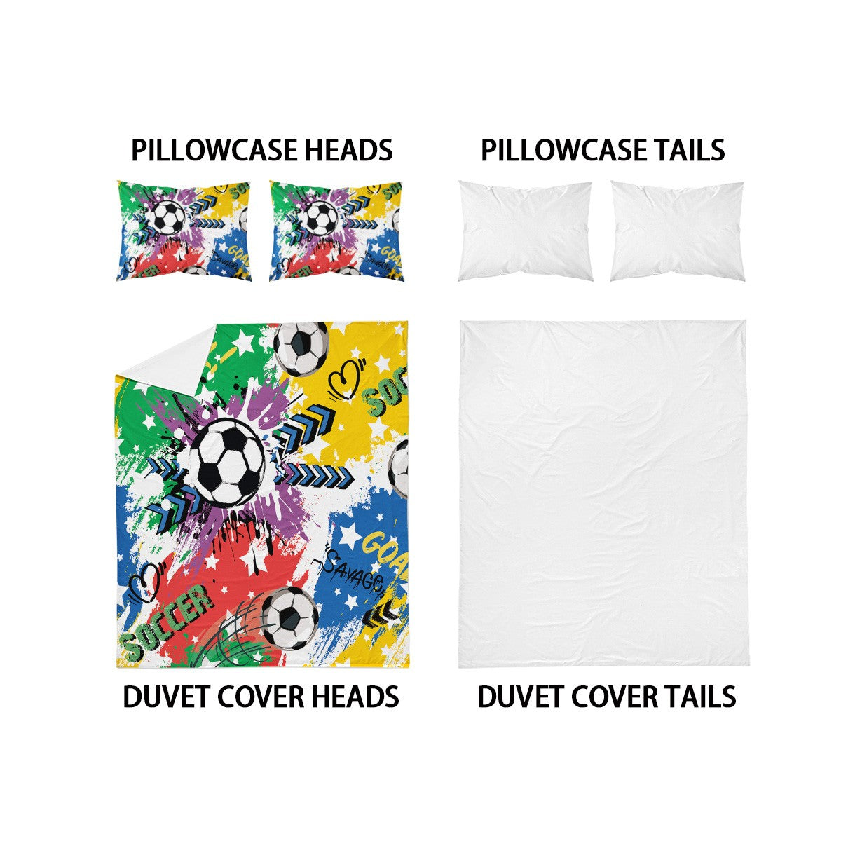 3-piece set, colorful football pattern printed duvet set, queen, king, double bed, party  funny and creative bedding set