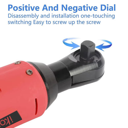 Chave Elétrica Sem Fio 12V, Chave de Catraca 3/8 Polegadas, Ferramenta de Reparo Automotivo para Remover Parafusos e Porcas, Chave de Ângulo Reto