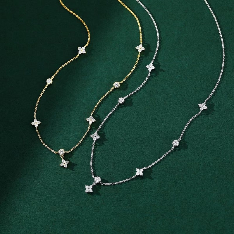 LGKGL Colar de Prata Esterlina 925 Banhado a Ouro 18K com Zircônias Brilhantes em Formato de Flor para Mulheres e Meninas Joias Exquisitas para Festas Presentes