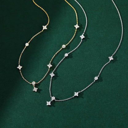 LGKGL Colar de Prata Esterlina 925 Banhado a Ouro 18K com Zircônias Brilhantes em Formato de Flor para Mulheres e Meninas Joias Exquisitas para Festas Presentes