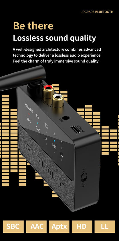 Adaptador de áudio Bluetooth 5.3 AptX/HD/LL Receptor Transmissor RCA AUX Qualcomm QCC3040 Adaptador HIFI Estéreo Sem Fio Som Sem Perdas
