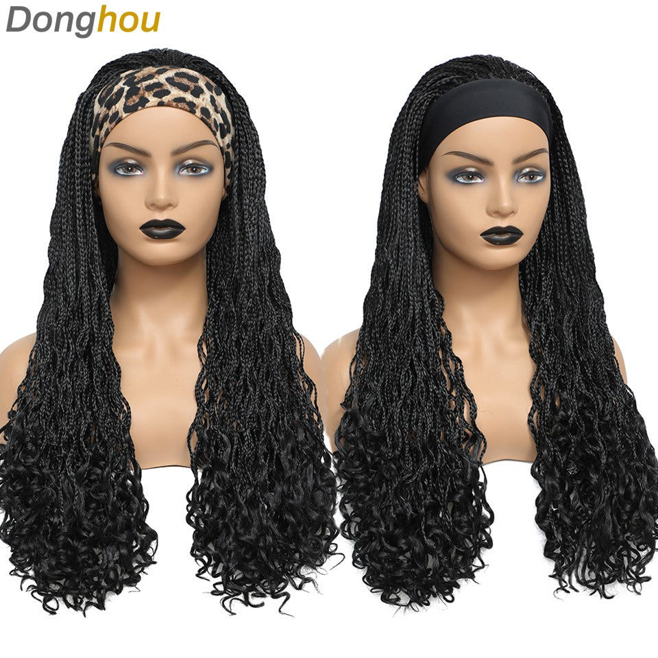 Donghou Wig Headband Box Braid Wig Ombre Braided Head Band Wig Goddess Box Braid Synthetic Headband Wig Perruque Avec Bandeau