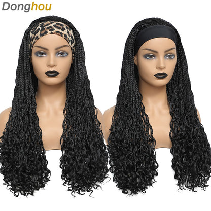 Donghou Wig Headband Box Braid Wig Ombre Braided Head Band Wig Goddess Box Braid Synthetic Headband Wig Perruque Avec Bandeau