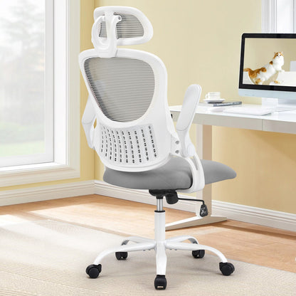 Cadeira de Escritório Ergonômica de Malha JHK com Braços Articulados, Apoio de Cabeça Ajustável e Suporte Lombar Confortável para Escritório Doméstico