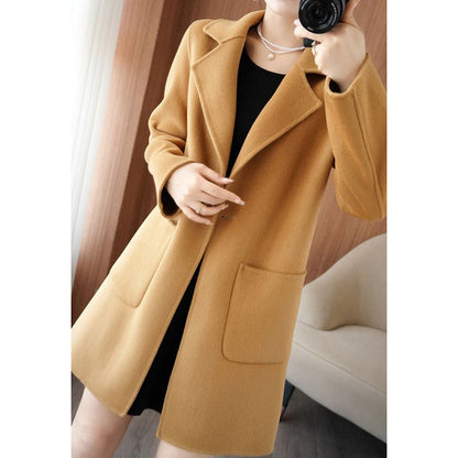 Autumn Winter Girls Fashion Mid-Long Jackets Female Casual Woolen Blends Coats Clothes Lady Korean Fashion Designer Coat